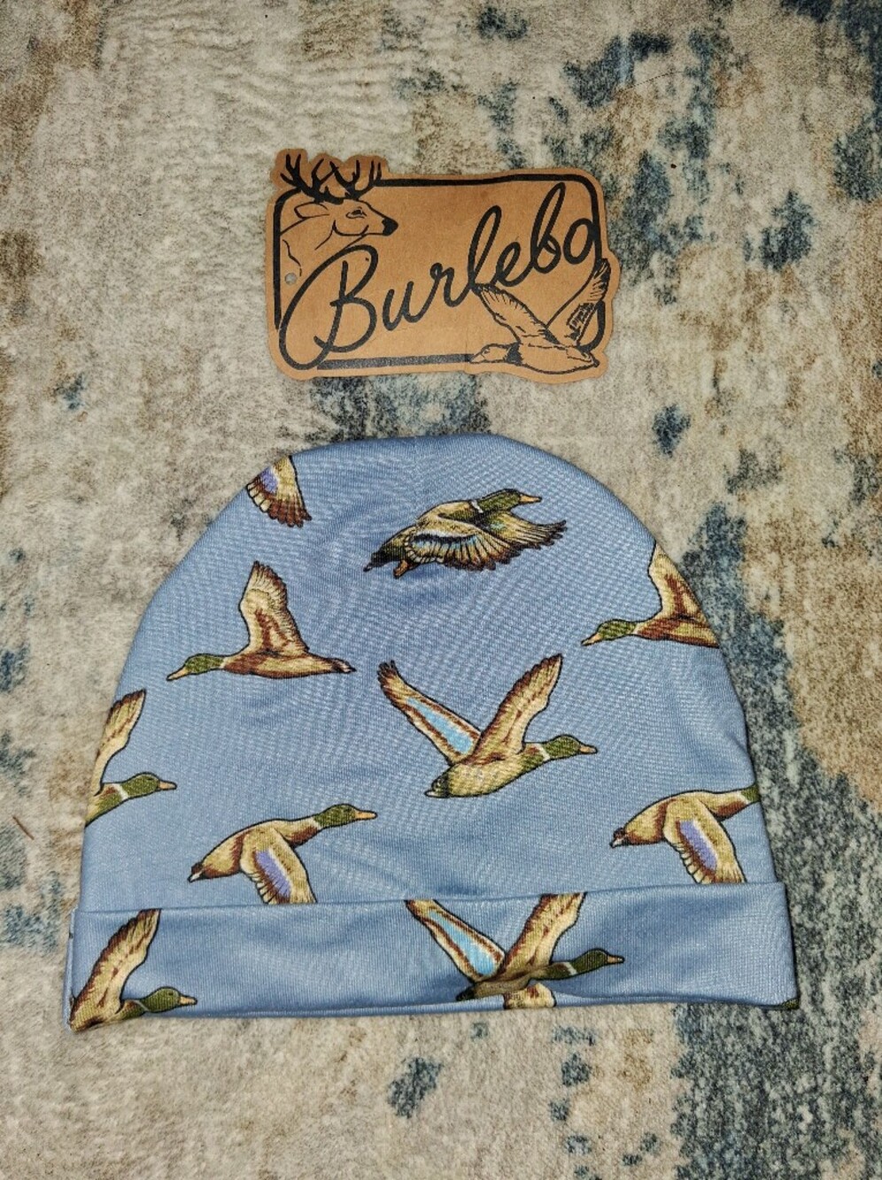 BURLEBO Light Blue Duck Print Baby Beanie